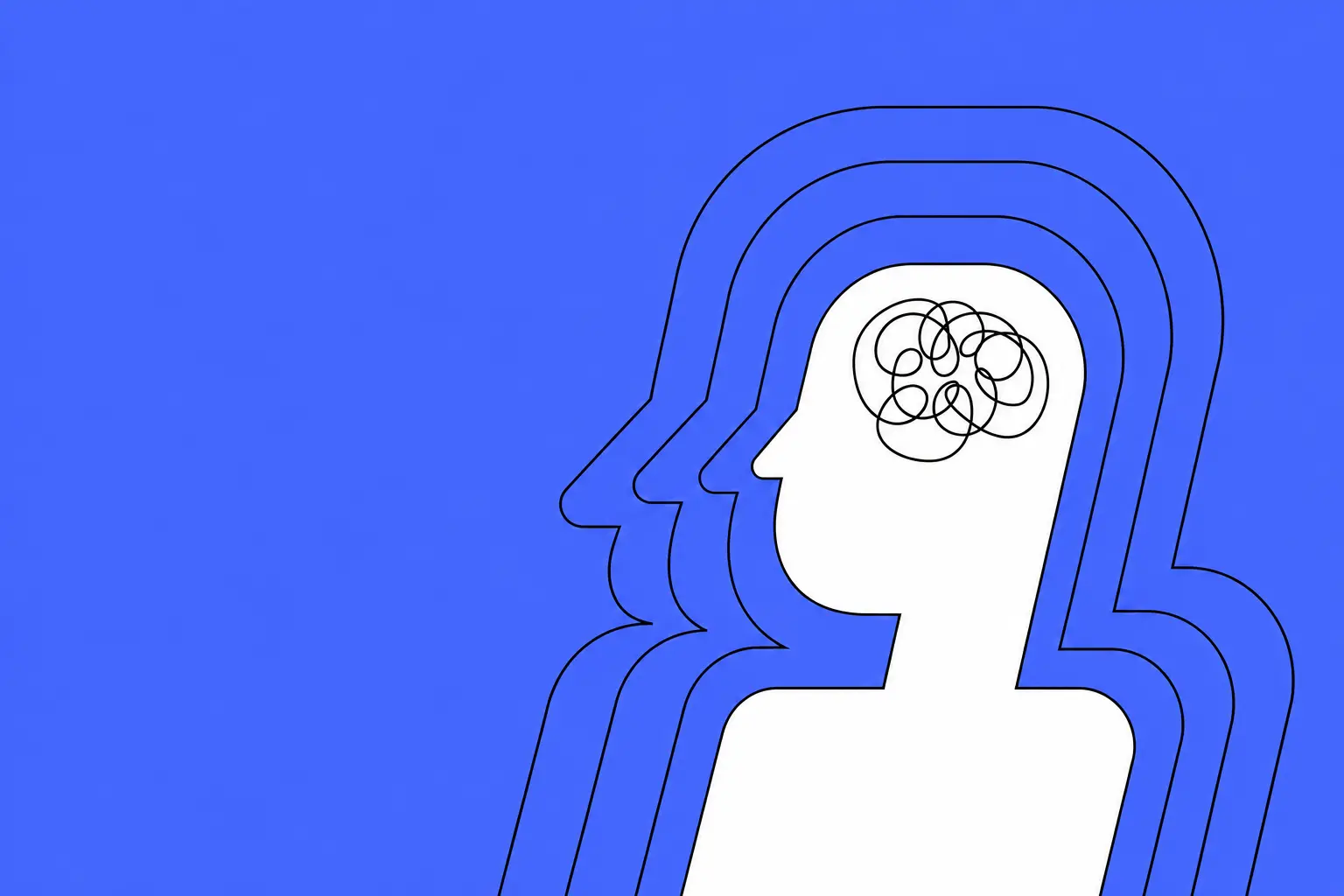Illustration d’un profil avec un cerveau emmêlé